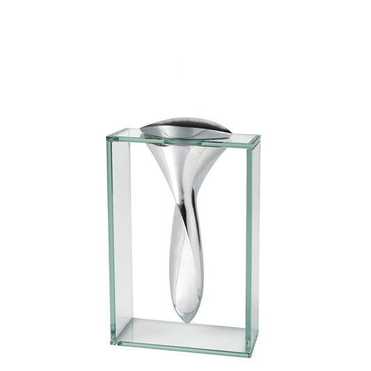 Clear Cylinder Aluminum & Crystal Glass Table Vase
