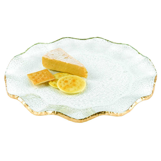 Mouth Blown Wavy Edge Gold Leaf Platter