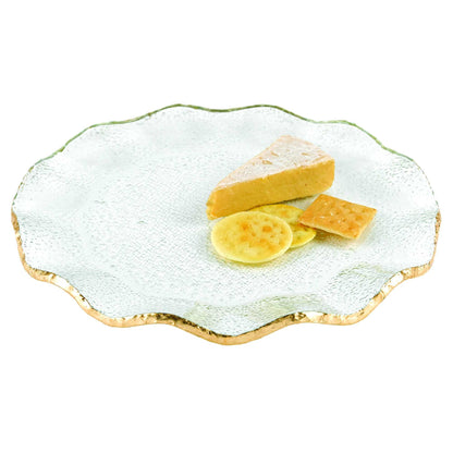 Mouth Blown Wavy Edge Gold Leaf Platter