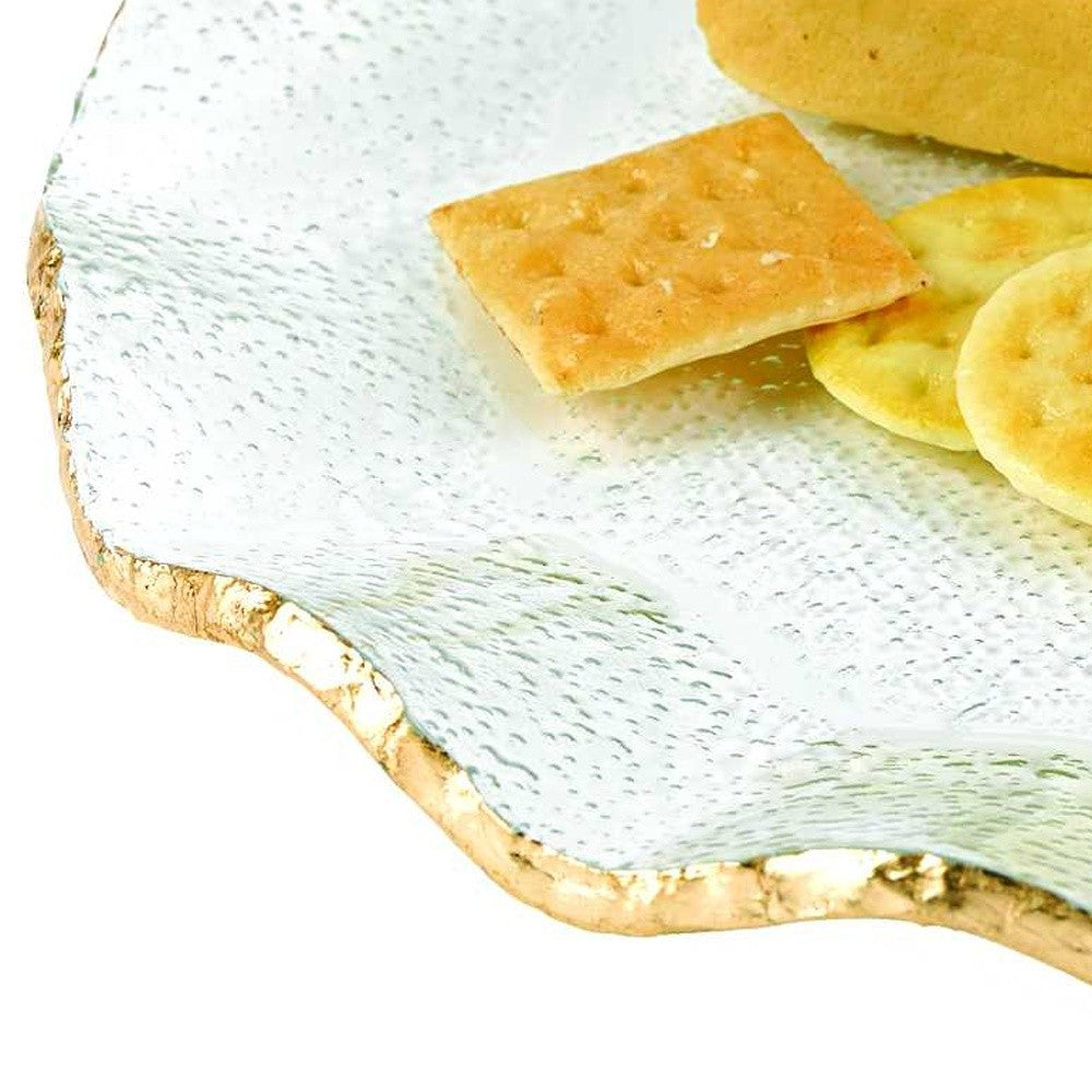 Mouth Blown Wavy Edge Gold Leaf Platter