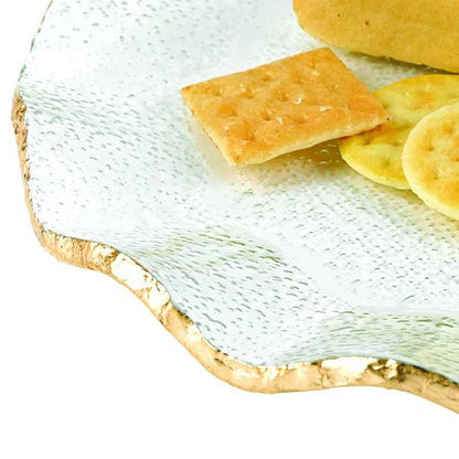 Mouth Blown Wavy Edge Gold Leaf Platter