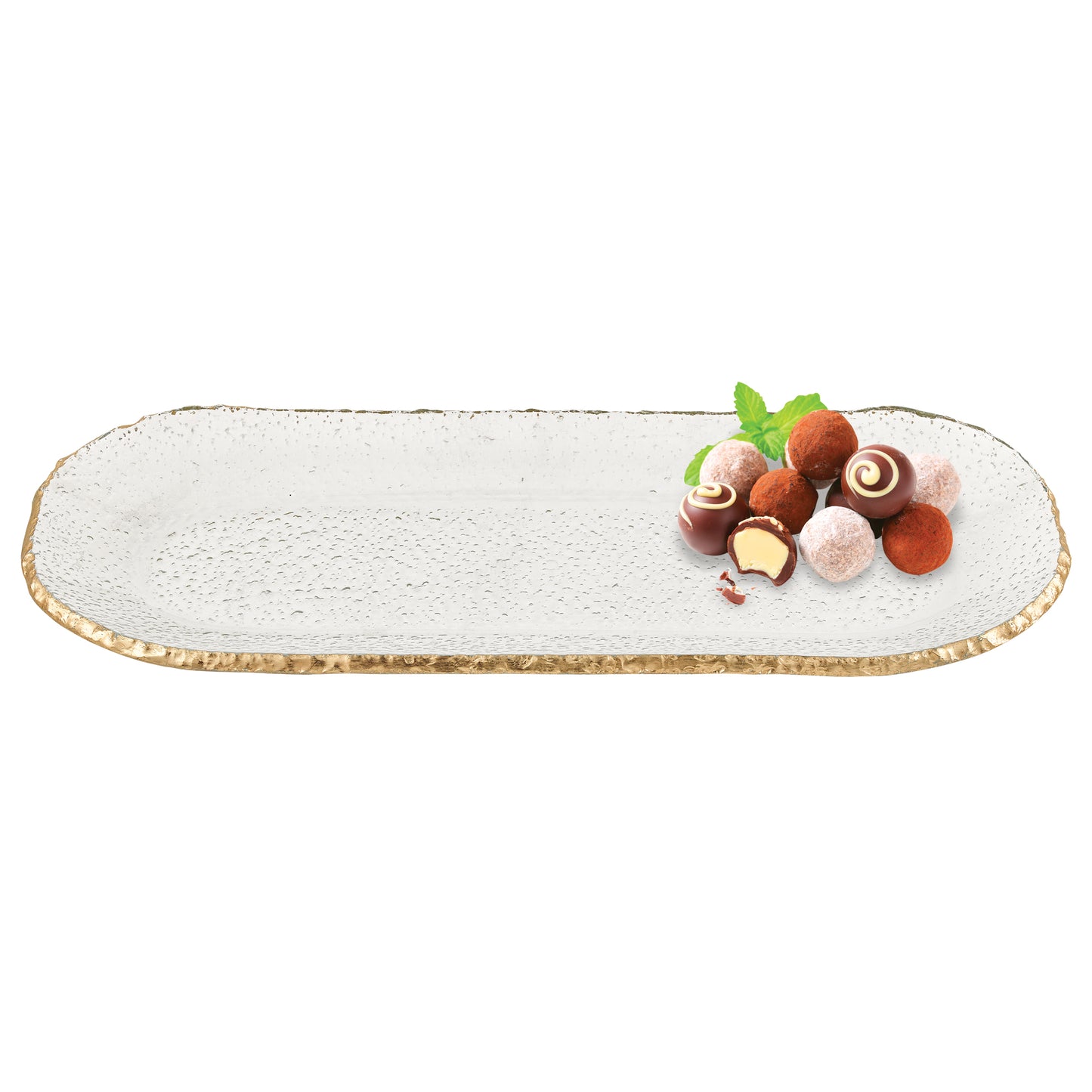 Mouth Blown Oval Edge Gold Leaf Platter