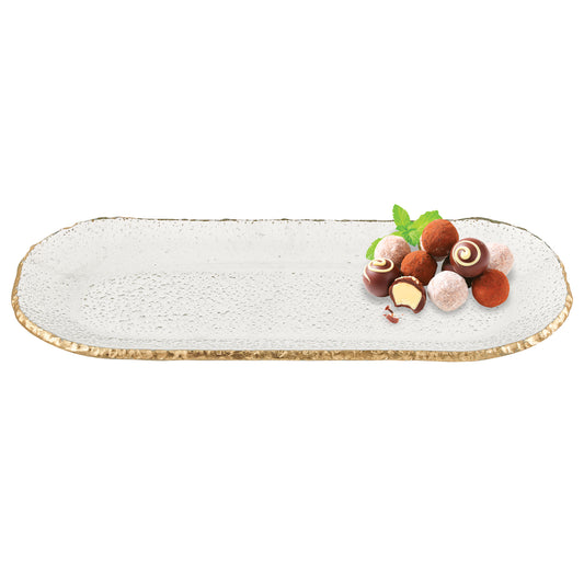 Mouth Blown Oval Edge Gold Leaf Platter