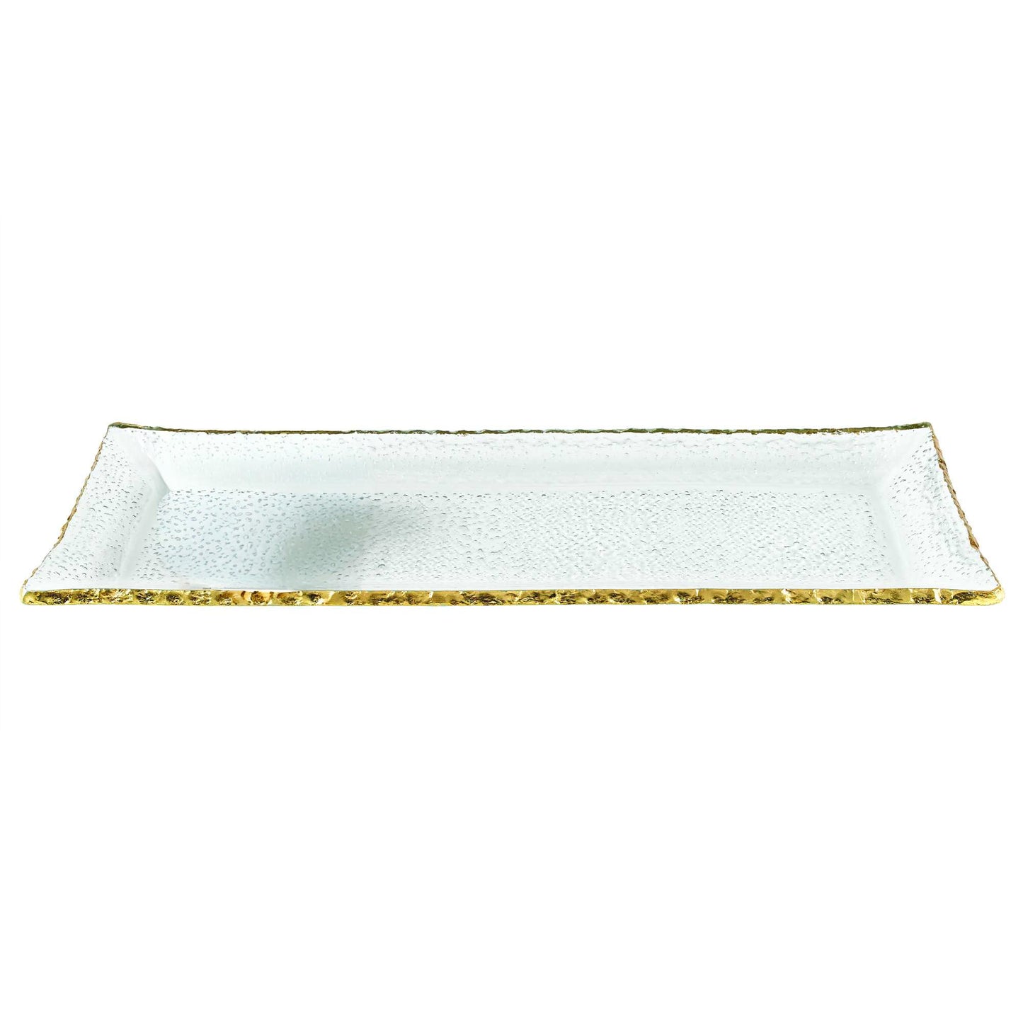 Mouth Blown Rectangular Edge Gold Leaf Serving Platter