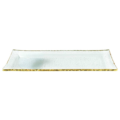 Mouth Blown Rectangular Edge Gold Leaf Serving Platter