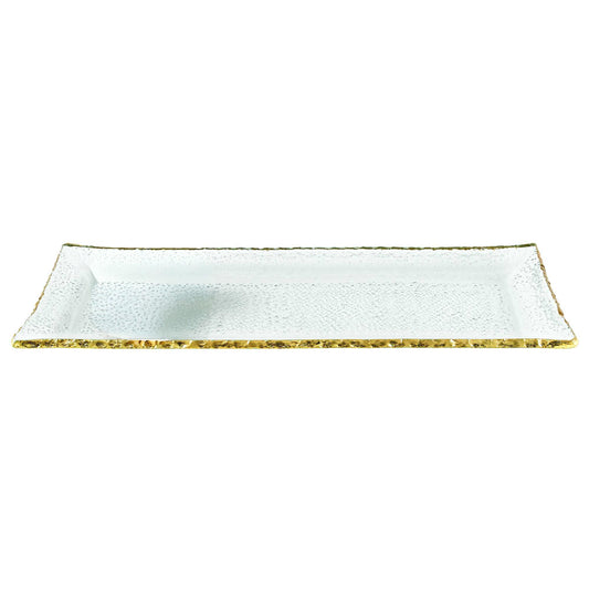 Mouth Blown Rectangular Edge Gold Leaf Serving Platter
