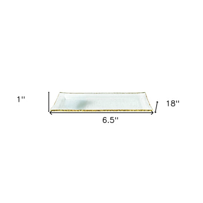 Mouth Blown Rectangular Edge Gold Leaf Serving Platter