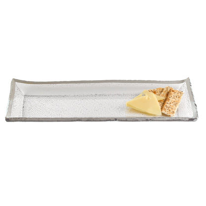 Mouth Blown Rectangular Edge Silver Serving Platter