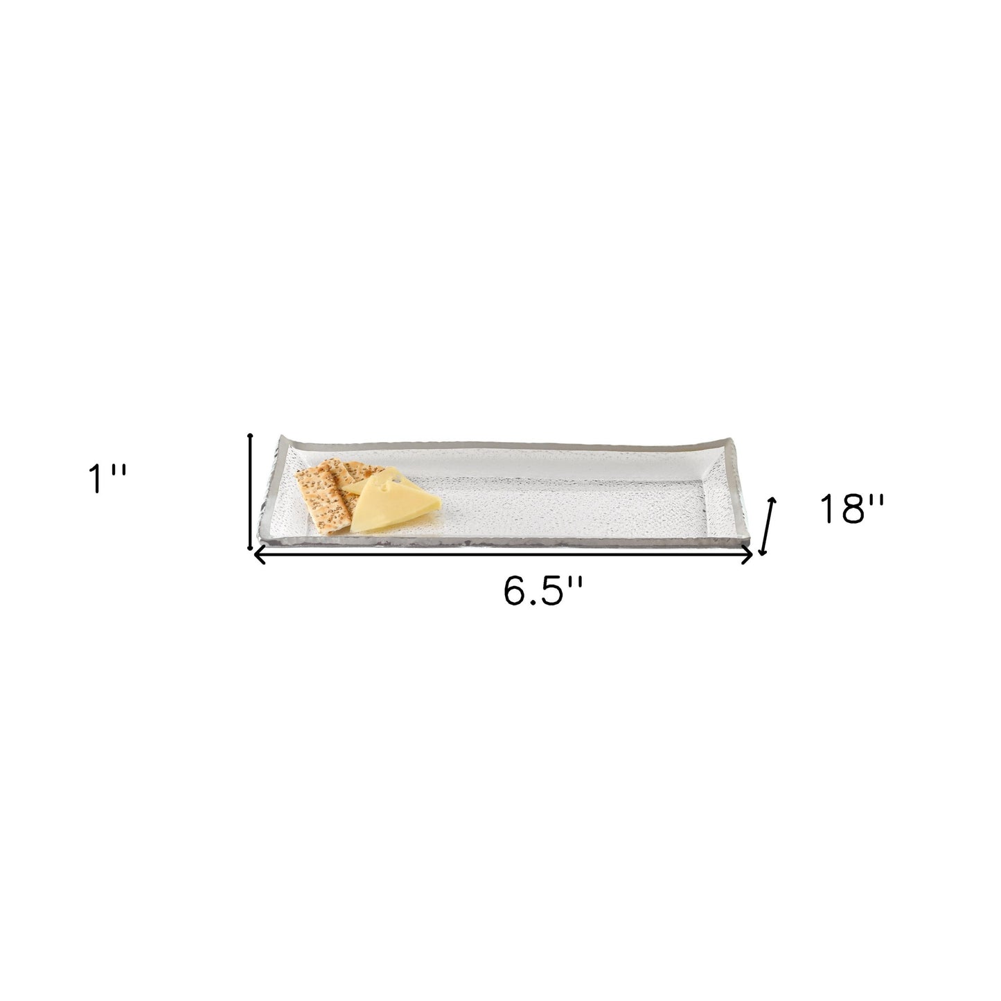 Mouth Blown Rectangular Edge Silver Serving Platter
