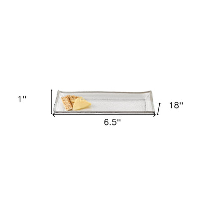 Mouth Blown Rectangular Edge Silver Serving Platter