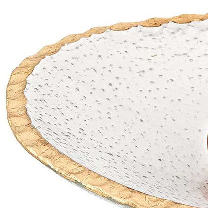 Hand Decorated Oval Edge Gold Leaf Serving Bowl