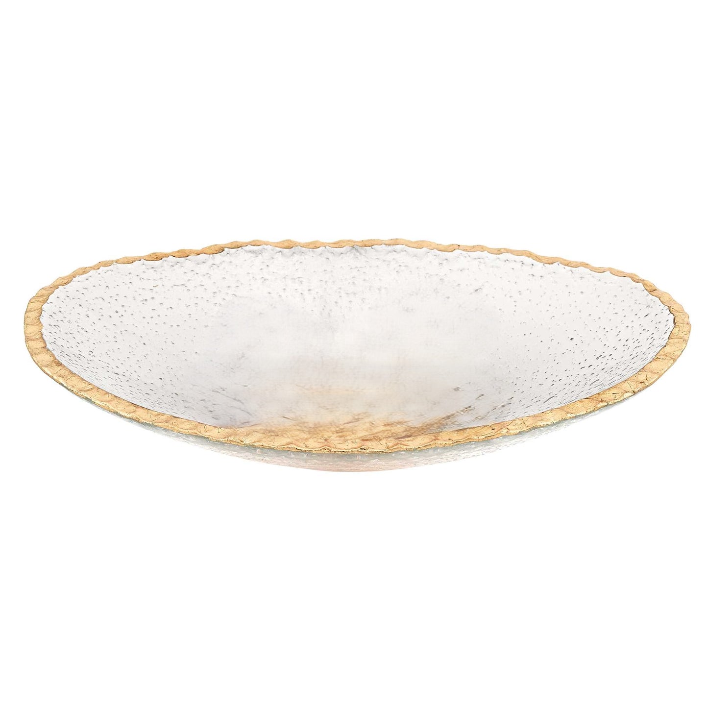 Hand Decorated Oval Edge Gold Leaf Serving Bowl