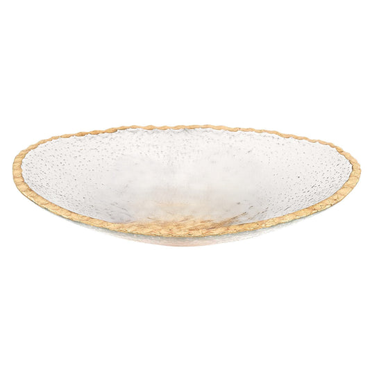 Hand Decorated Oval Edge Gold Leaf Serving Bowl