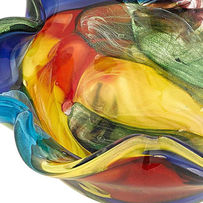 Rainbow Multi Colored Art Glass Centerpiece Bowl