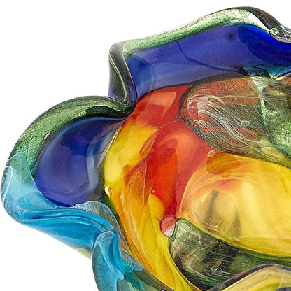 Rainbow Multi Colored Art Glass Centerpiece Bowl