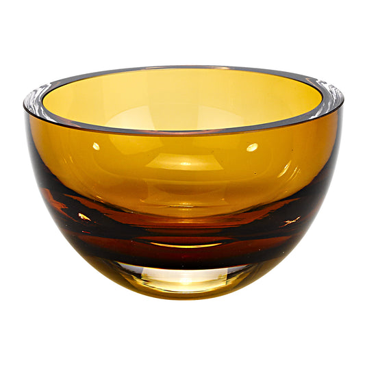 Amber Mouth Blown Crystal Thick Walled Bowl
