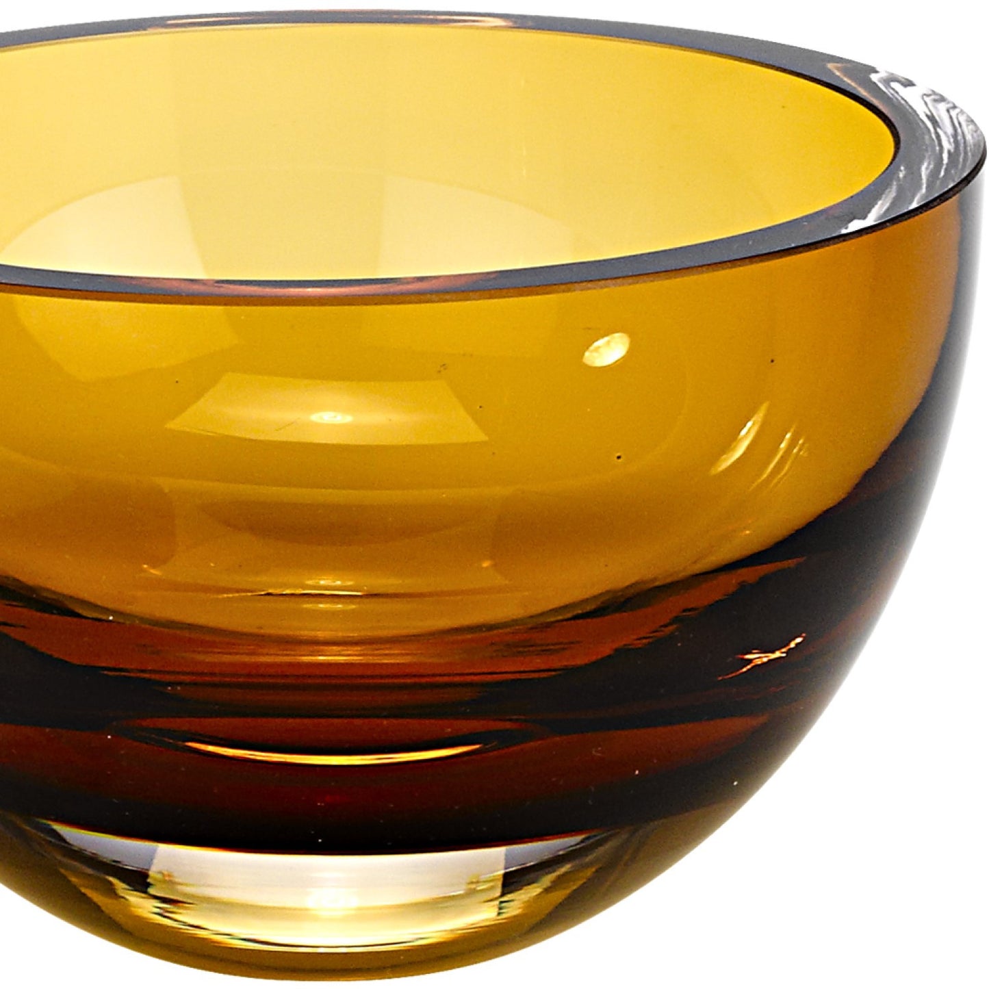 Amber Mouth Blown Crystal Thick Walled Bowl