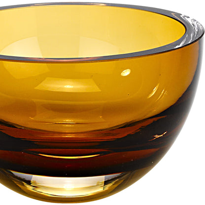 Amber Mouth Blown Crystal Thick Walled Bowl