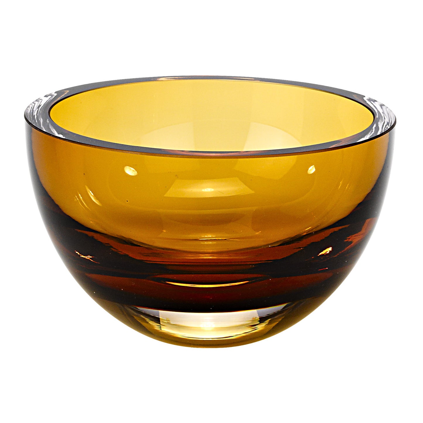 Amber Mouth Blown Crystal Thick Walled Bowl