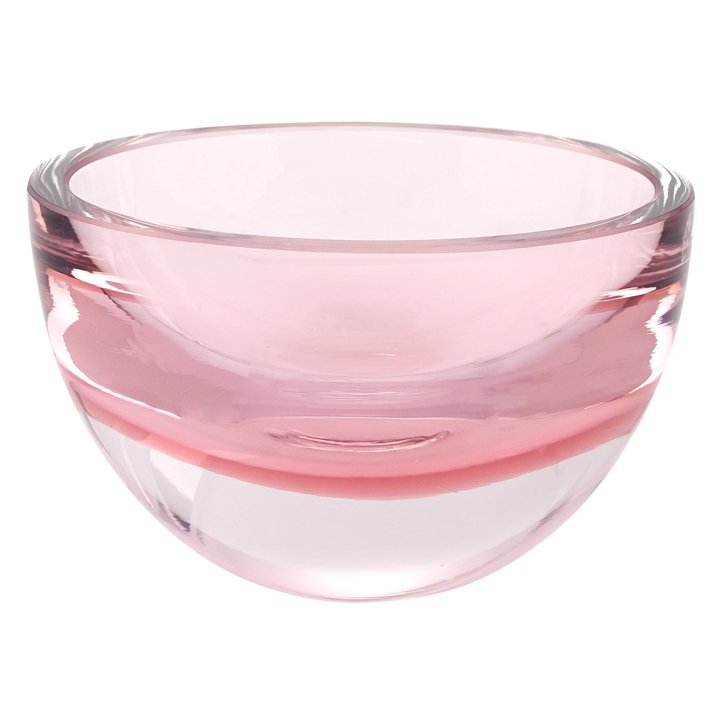 Pink Mouth Blown Crystal Thick Walled Bowl