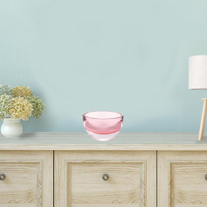 Pink Mouth Blown Crystal Thick Walled Bowl