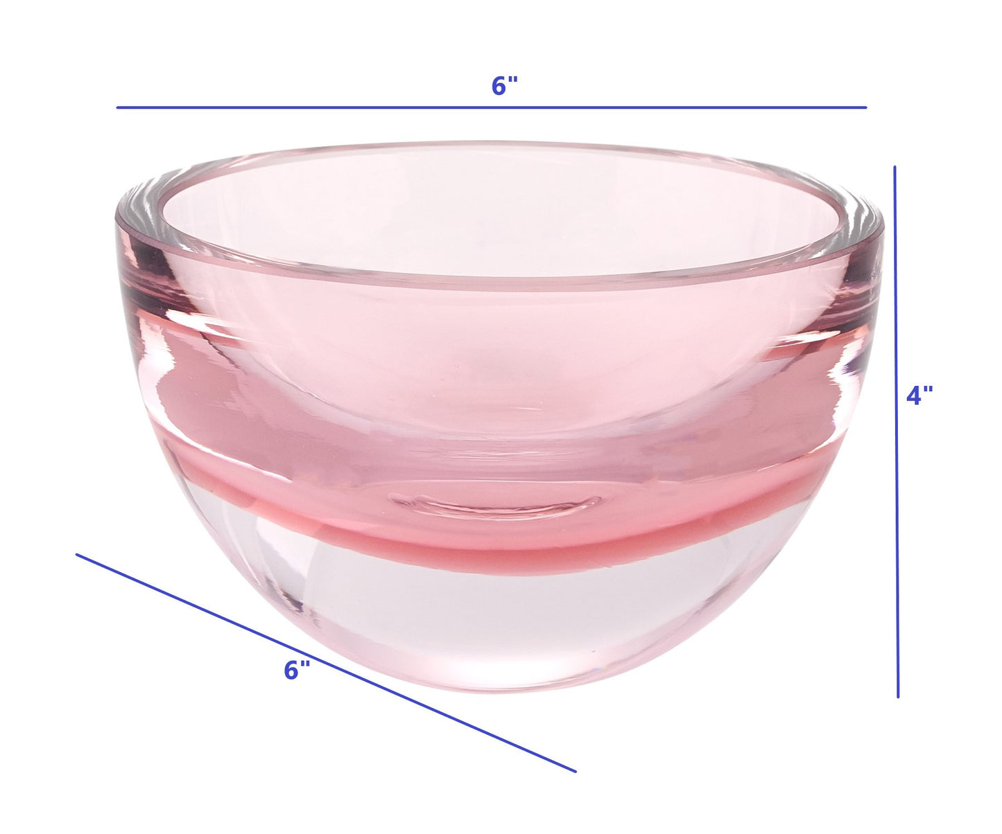 Pink Mouth Blown Crystal Thick Walled Bowl