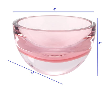 Pink Mouth Blown Crystal Thick Walled Bowl
