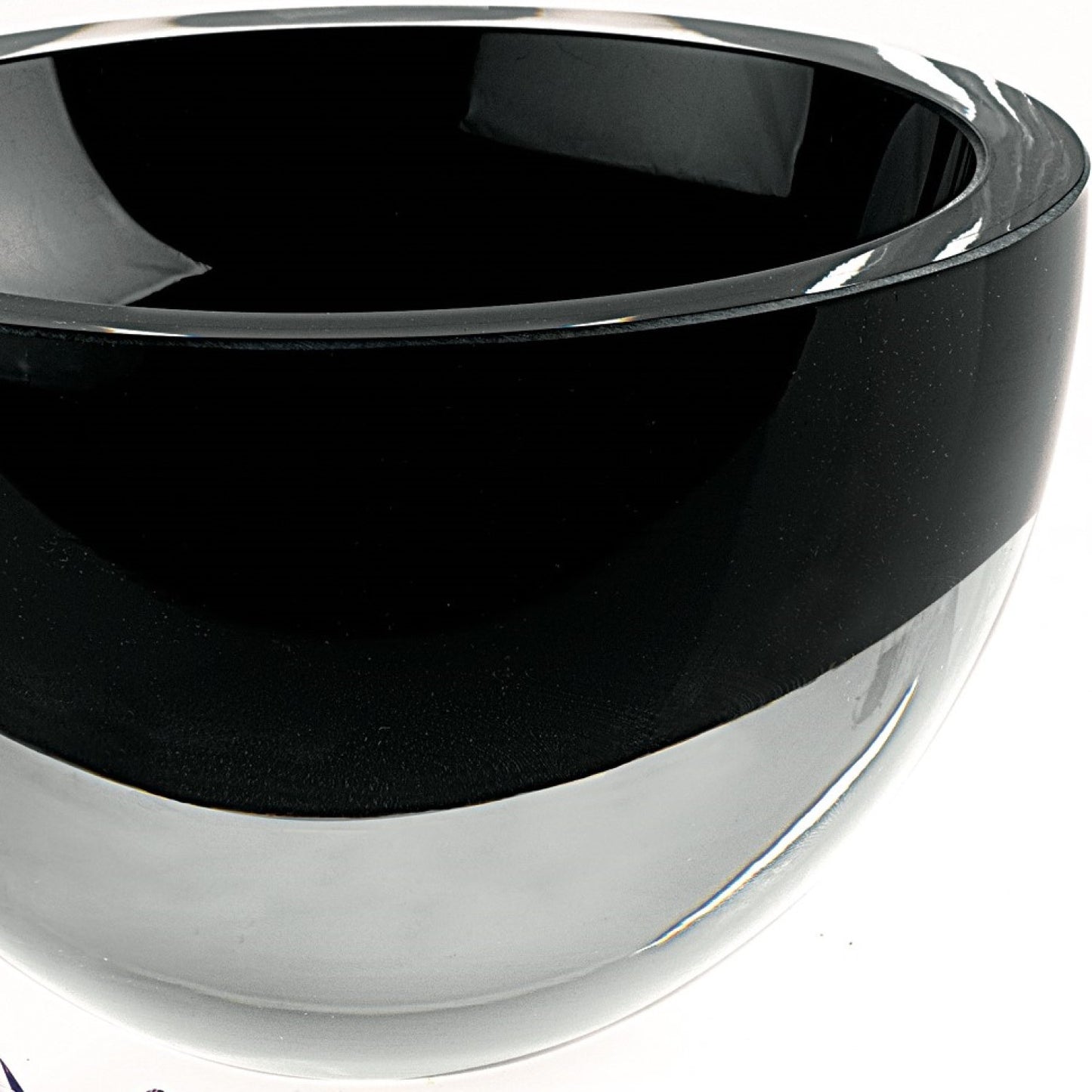 Black Mouth Blown Crystal Thick Walled Bowl