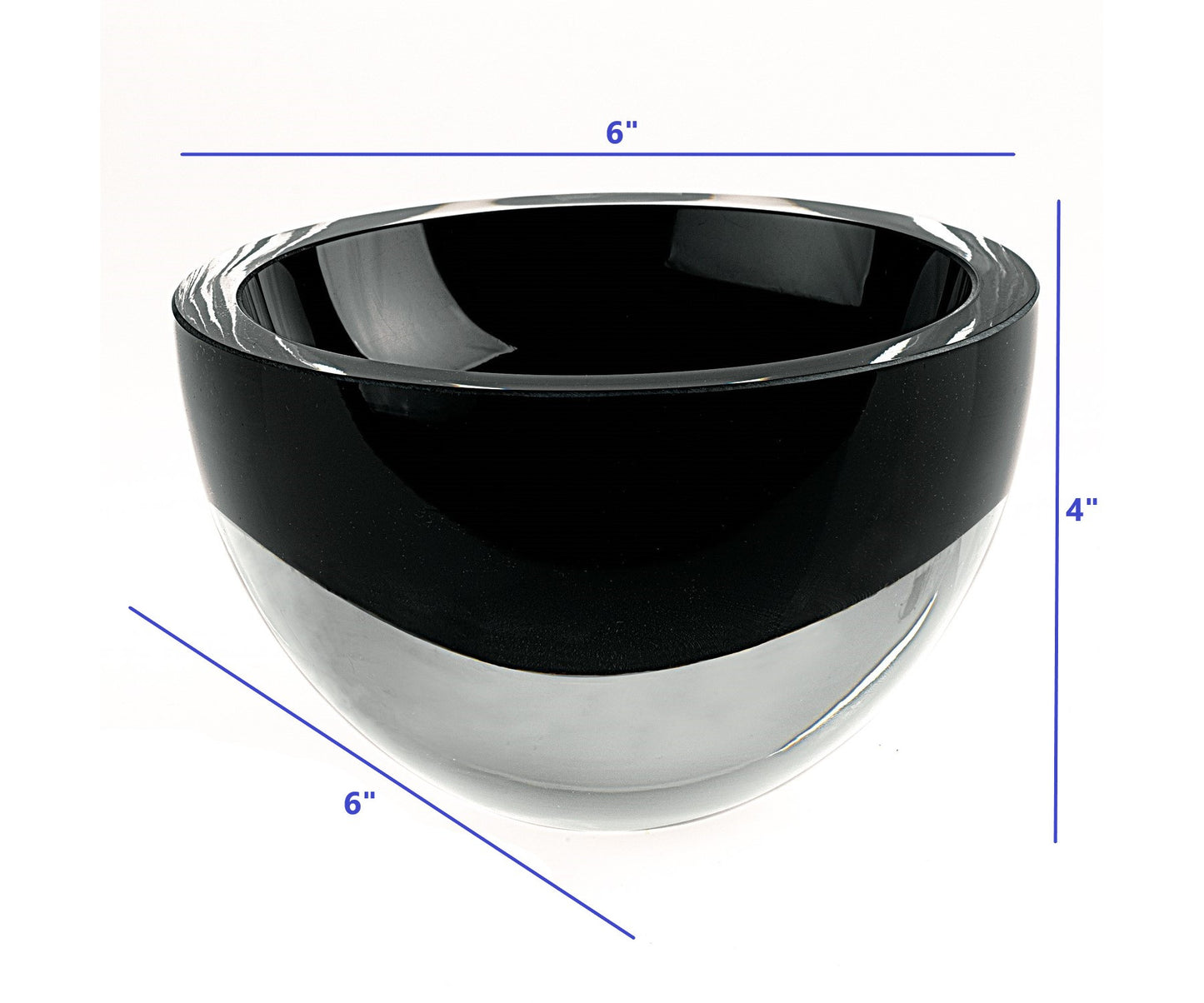 Black Mouth Blown Crystal Thick Walled Bowl