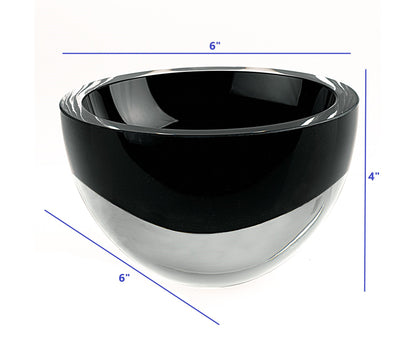 Black Mouth Blown Crystal Thick Walled Bowl