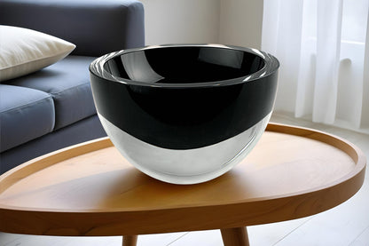 Black Mouth Blown Crystal Thick Walled Bowl