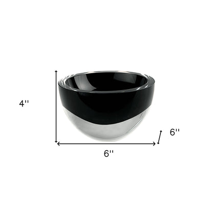 Black Mouth Blown Crystal Thick Walled Bowl