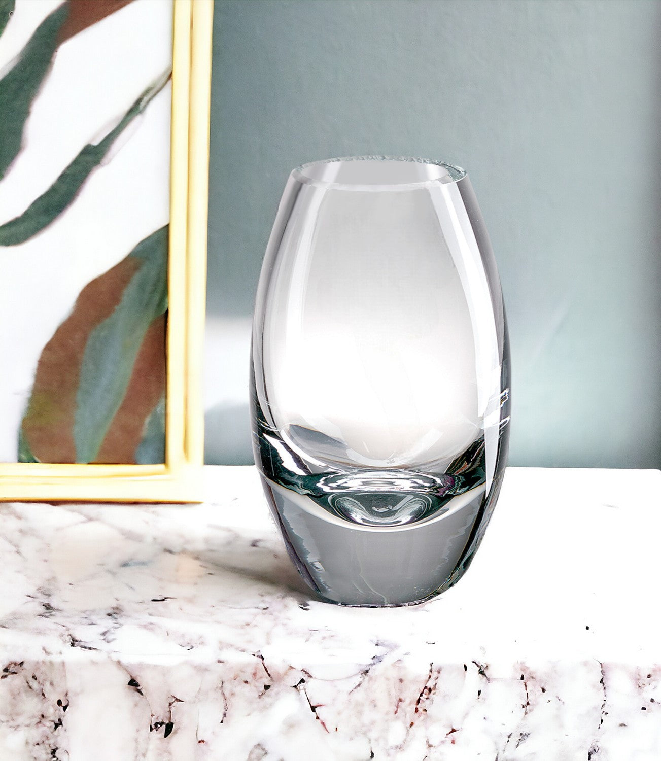Clear Lead Free Crystal Oval Table Vase