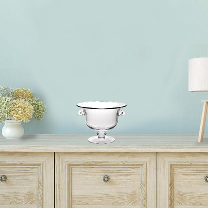 Clear Mouth  Blown Crystal Round Pedestal Centerpiece Bowl