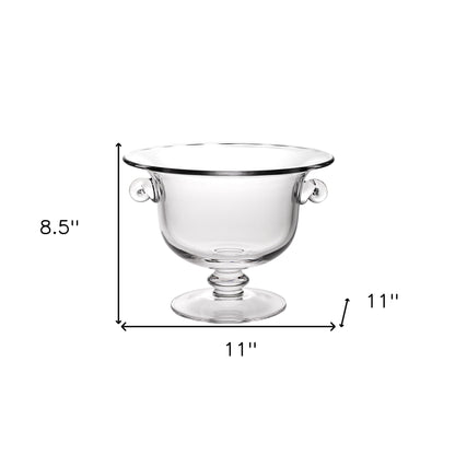 Clear Mouth  Blown Crystal Round Pedestal Centerpiece Bowl