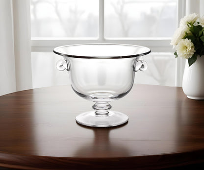 Clear Mouth  Blown Crystal Round Pedestal Centerpiece Bowl