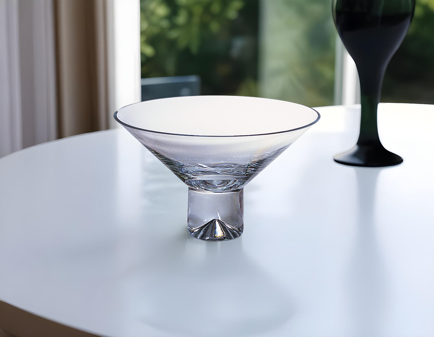 Clear Mouth Blown Crystal Round Pedestal Centerpiece Bowl
