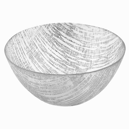 Clear And Silver Crystal Round Serving Bowl