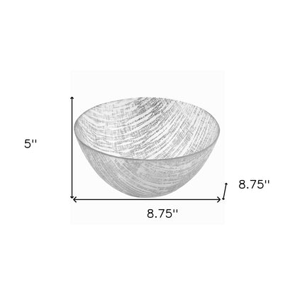 Clear And Silver Crystal Round Serving Bowl