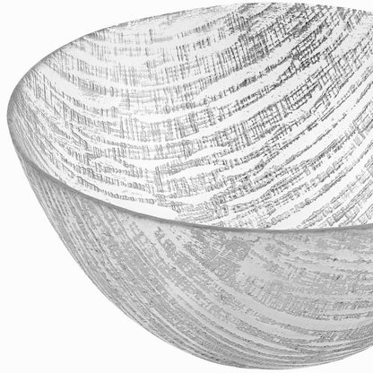 Clear and Silver Handcrafted Glass Round Salad Serve Bowl
