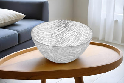 Clear and Silver Handcrafted Glass Round Salad Serve Bowl