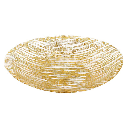 Hand Crafted Glass Oval Gold Salad Or Centerpiece Bowl