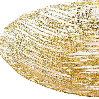 Hand Crafted Glass Oval Gold Salad Or Centerpiece Bowl