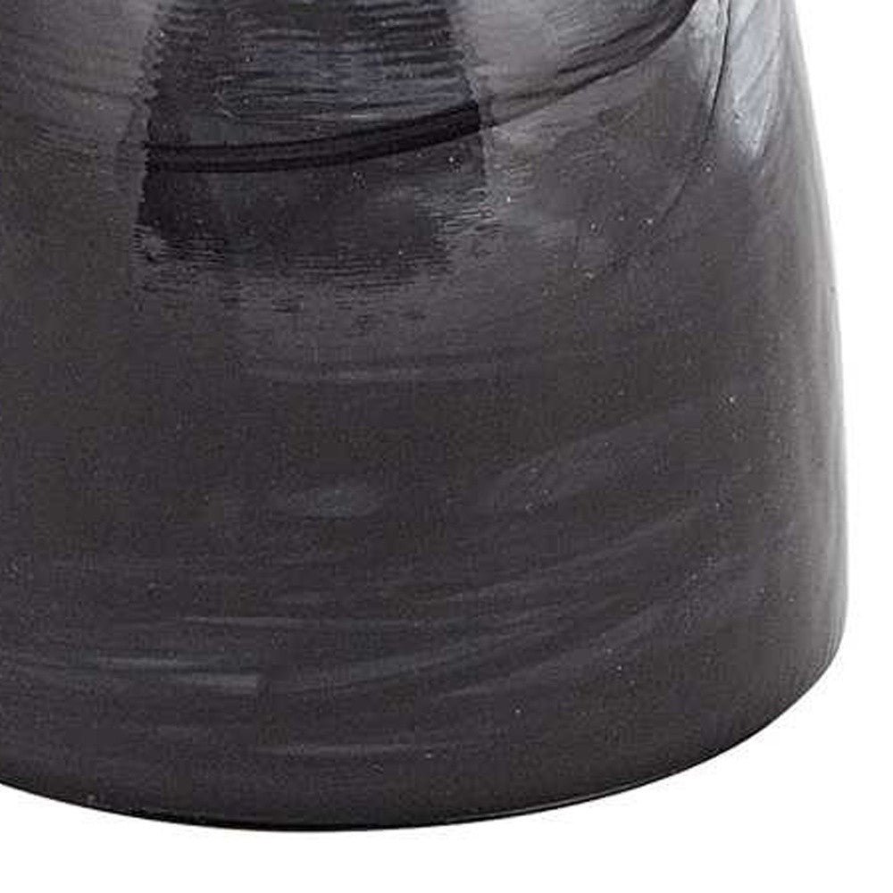 Black and Gray Swirl Mouth Blown Glass Footed Centerpiece Bowl