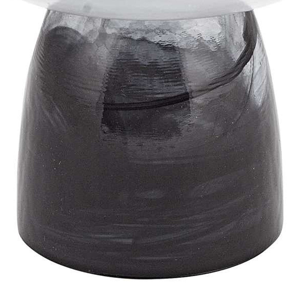 Black and Gray Swirl Mouth Blown Glass Footed Centerpiece Bowl
