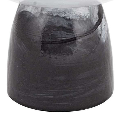 Black and Gray Swirl Mouth Blown Glass Footed Centerpiece Bowl
