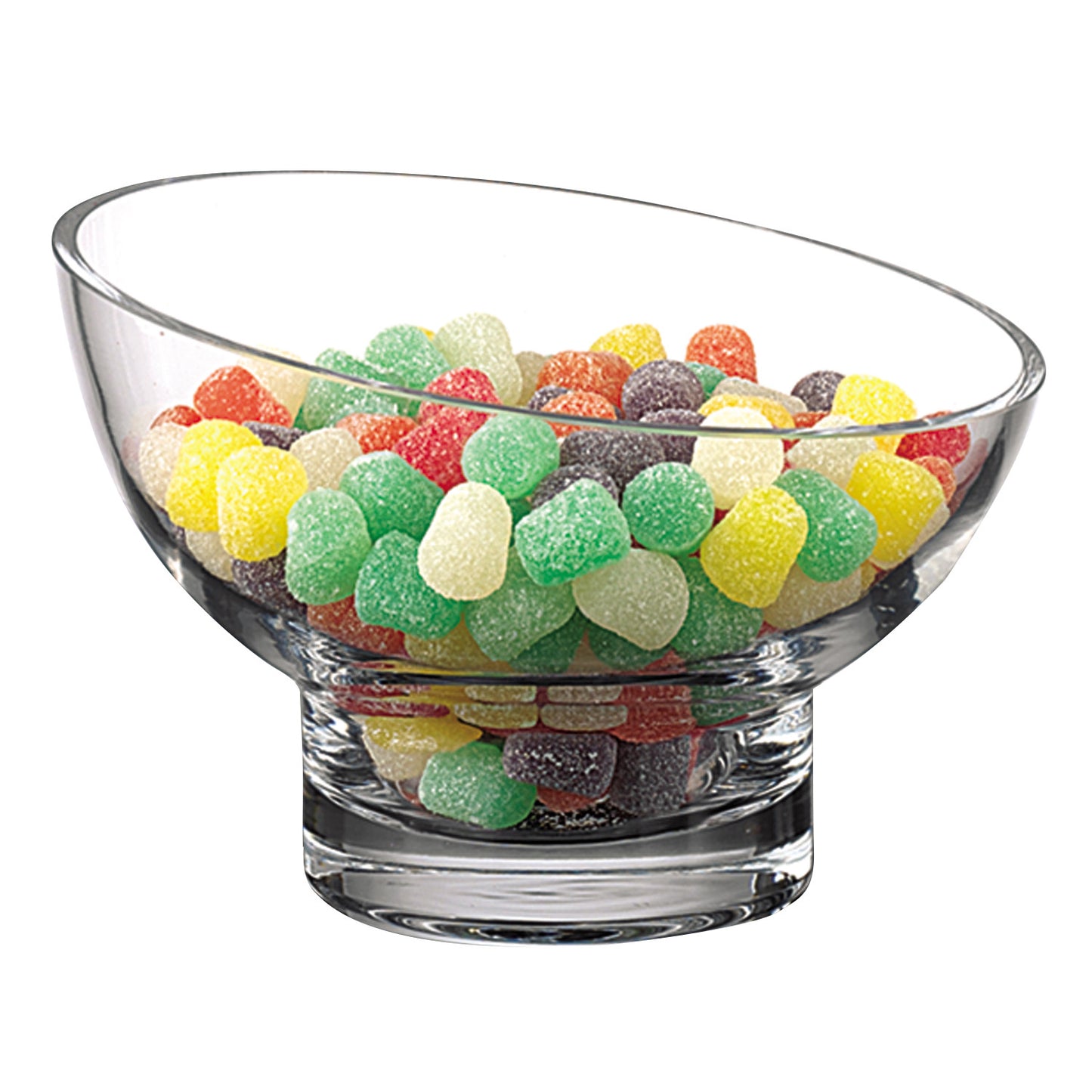 Clear Mouth Blown Slant Edge Glass Candy Bowl