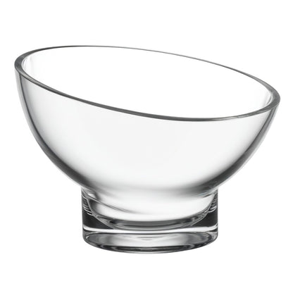 Clear Mouth Blown Slant Edge Glass Candy Bowl