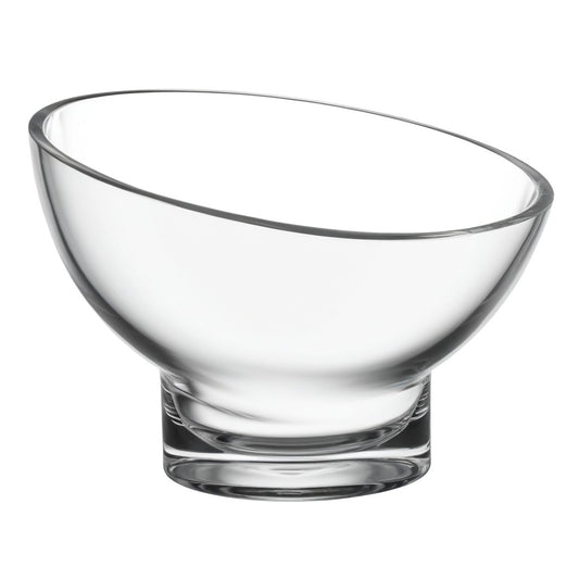 Clear Mouth Blown Slant Edge Glass Candy Bowl