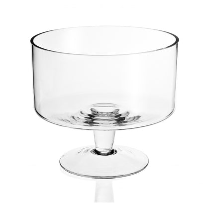 Clear Mouth Blown Crystal Round Trifle Bowl